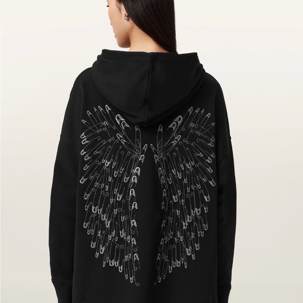 AllSaints Black PINS OVERSIZED ETTIENNE HOODIE Size M